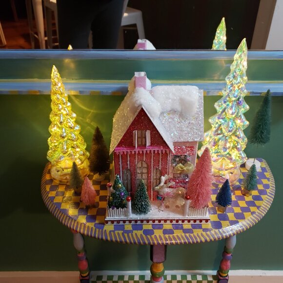 Cody Foster Retro Iridescent Christmas Trees Set of 2 Battery Lighted Glass - Picture 11 of 11